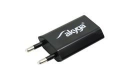 Image 1 - Akyga 1x USB 5V/1A fali töltő adapter, fekete - AK-CH-03