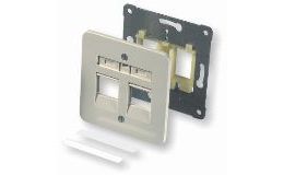 Image 1 - DIN dupla előlap - egyenes, 80x80, SL hellyel, bézs