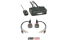 Image 1 - LINDY 2 Port DVI-D Single Link kábel KVM Switch