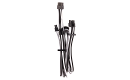 Image 1 - CORSAIR Sleeved Split PCIe Kábel (2 Csatlakozó), Type 4 (Gen. 4), Fehér/Fekete