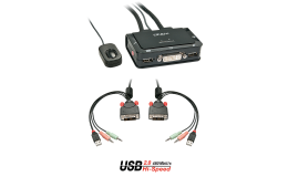 Image 1 - LINDY 2 Port DVI-D Single Link kábel KVM Switch